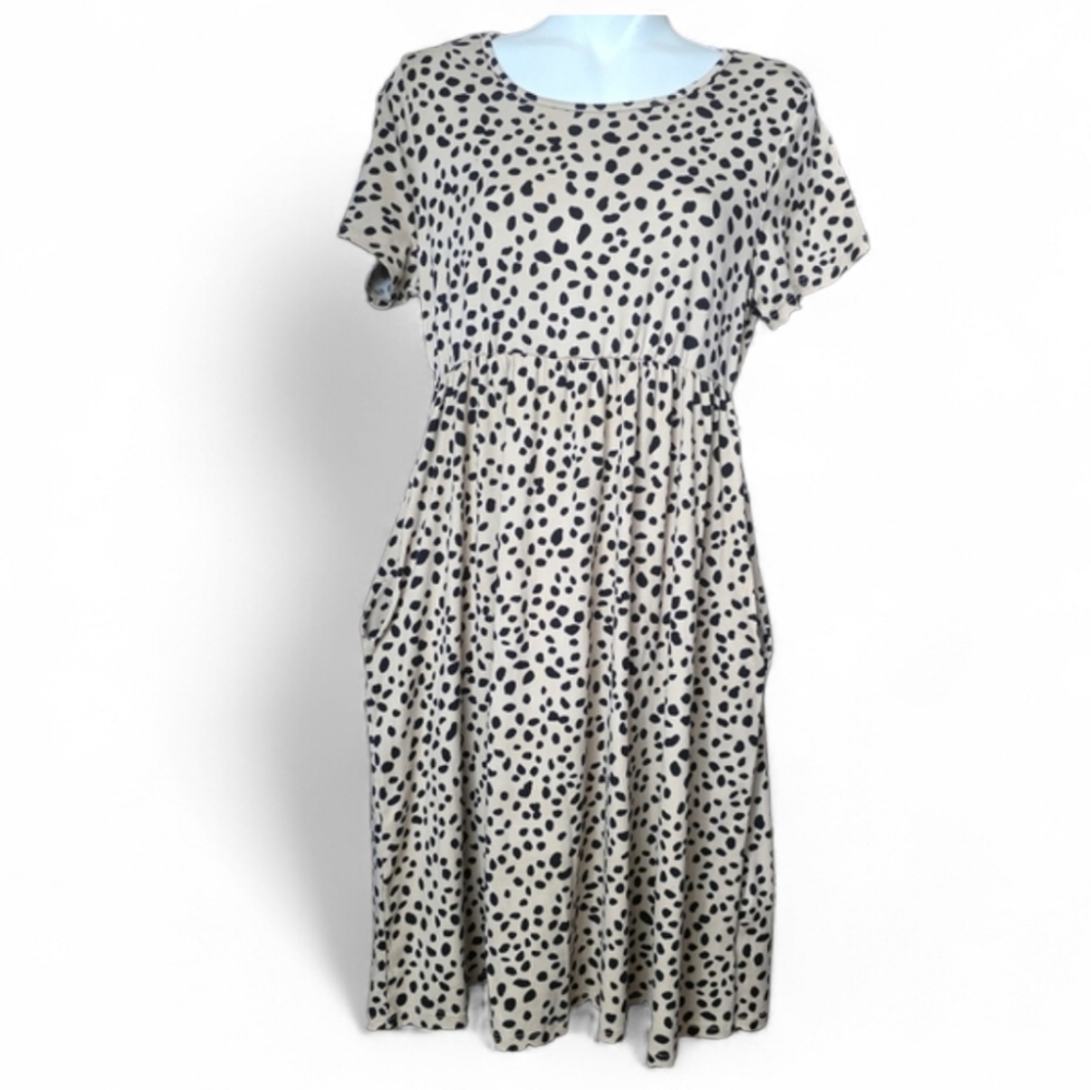 Vanilla Bay Brown Leopard Print Short Selvees  Midi Dress Women's Size Medium